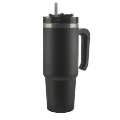 Outdoors Professional Stainless Steel Double-Walled Vacuum Insulated Tumbler with Straw, 30 oz., Black (OUTD9027)