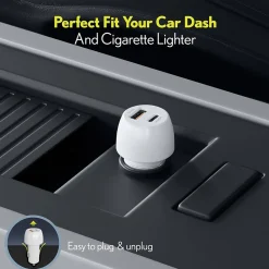 Overtime Overtime Dual USB-A/USB-C Universal Car Charger, White (OTC2USB2ASL)