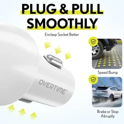 Overtime Overtime Dual USB-A/USB-C Universal Car Charger, White (OTC2USB2ASL)
