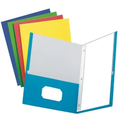 Oxford 2 Pocket Folders with Fasteners, Assorted Colors, 100/Box (ESS50764)