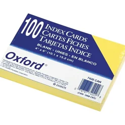 Oxford 4" x 6" Index Cards, Blank, Canary, 100/Pack (7420CAN)