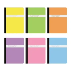 Oxford Composition Notebooks, 7.5" x 9.75", College Ruled, 100 Sheets, Assorted Colors, 6/Pack (64957)