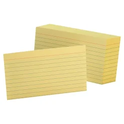 Oxford Ruled 3" x 5" Index Cards, Lined, Canary, 100/Pack (OXF 7321 CAN)