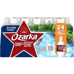Ozarka 100% Natural Spring Water, Regular Flavor, 700ml Bottles with Sport Cap, 24/Carton (12086825)