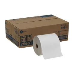 Pacific Blue Basic Recycled Hardwound Paper Towels, 1-ply, 800 ft./Roll, 6 Rolls/Carton (26601)