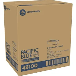 Pacific Blue Select Facial Tissue, 2-ply, 100 Tissues/Box, 30 Boxes/Carton (48100)