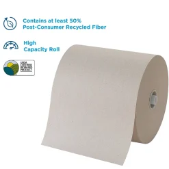 Pacific Blue Ultra 8” High-Capacity Recycled Paper Towel Roll by GP PRO, 1-Ply, Brown, 1150’/Roll, 3 Rolls/Carton (26496)