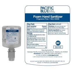 Pacific Blue Ultra Foaming Hand Sanitizer Refills, 33.8 Oz., 4/Carton (43335)