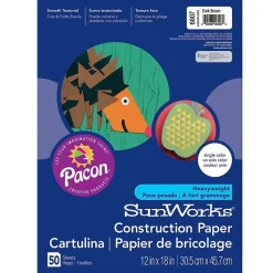 Pacon 12" x 18" Construction Paper, Dark Brown, (PAC6807)