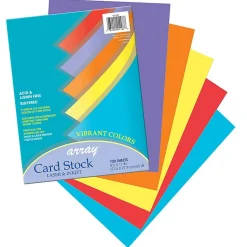 Pacon Array 65 lb. Cardstock Paper, 8.5" x 11", Assorted Colors, 100 Sheets/Pack, 2 Packs/Bundle (PAC101167)