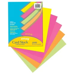 Pacon Array 65 lb. Cardstock Paper, 8.5" x 11", Assorted Hyper Colors, 100 Sheets/Pack, 2 Packs/Bundle (PAC101181)