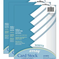 Pacon® Card Stock, White, 8-1/2" x 11", 40 Sheets Per Pack, 3 Packs (PAC101281-3)