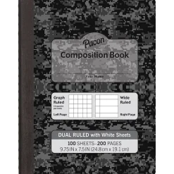 Pacon Composition Notebooks, 9.75" x 7.5", Graph Ruled, 100 Sheets, Black, 6/Bundle (PACMMK37164-6)