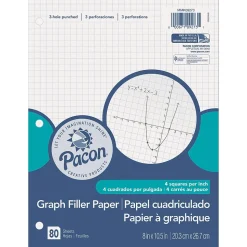 Pacon Graph Paper, 8" x 10.5", 3-Hole Punched, 80 Sheets/Pack, 6/Bundle (PACMMK09273-6)