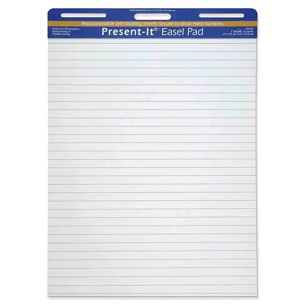 Pacon Present-It Easel Pad, 25" x 30", Lined, 25 Sheets/Pad (PAC104392)