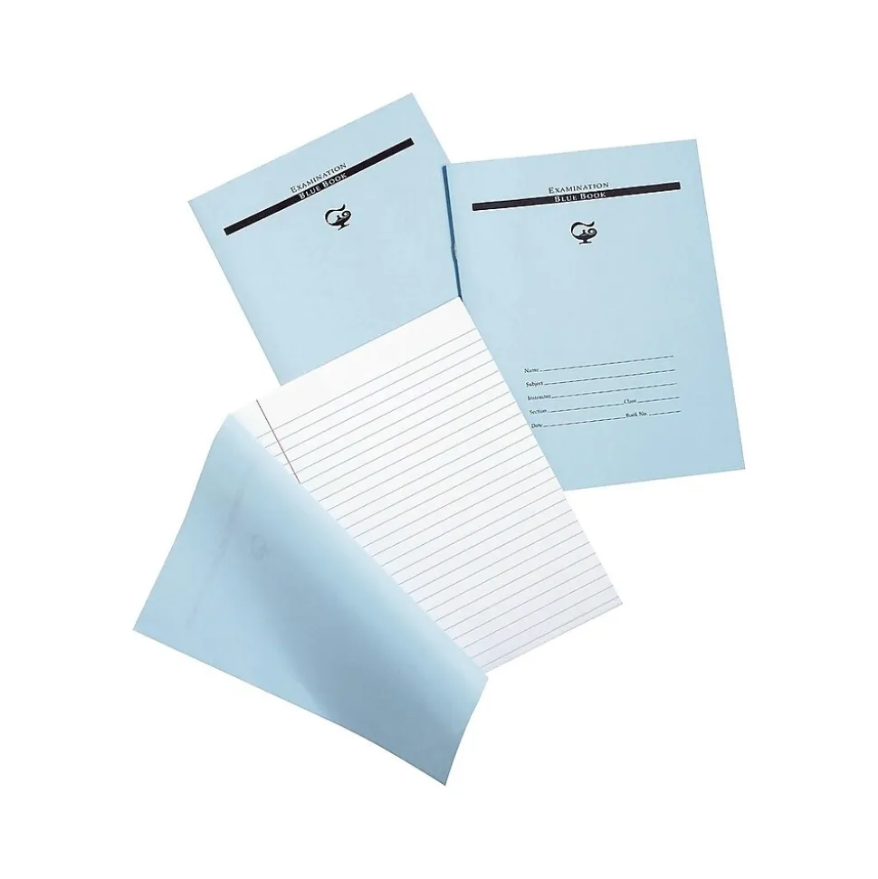 Pacon 1-Subject Exam Notebook, 7" x 8.5", Wide Ruled, 12 Sheets, Blue (PBB7824)