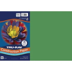 Pacon Tru-Ray Premium Heavy-Weight Construction Paper, 12" x 18", Holiday Green, 50 Sheets/Pack (102961)