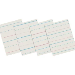 Pacon Zaner-Bloser 10-1/2" x 8", 1/2" Ruled Broken Midline Newsprint, White, 500 Sheets/Pk