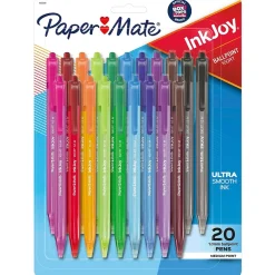 Paper Mate InkJoy 100 RT Retractable Ballpoint Pen, Medium Point, Assorted Ink, 20/Pack (1951396)