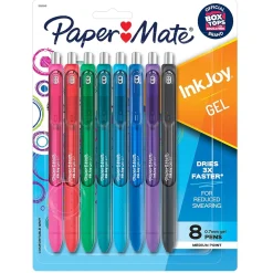 Paper Mate InkJoy Retractable Gel Pen, Medium Point, Assorted Ink, 8/Pack (1958946)
