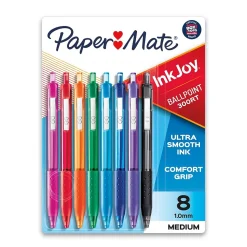 Paper Mate InkJoy 300RT Retractable Ballpoint Pens, Medium Point, 1.0mm, Assorted Ink, 8/Pack (1781564/1945921)