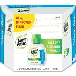 Paper Mate® Liquid Paper® Fast Dry Correction Fluid; 22 ml, White, 3/Pack