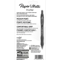 Paper Mate Profile Ballpoint Pen, Medium Point, Black Ink, 4 Pack (2113558)