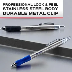 Paper Mate Profile Metal Barrel Retractable Ballpoint Pen, Medium Point, Blue Ink, 2/Pack (2130519)