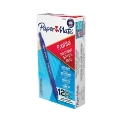 Paper Mate Profile Retractable Ballpoint Pen, Medium Point, Blue Ink, Dozen (2095462)