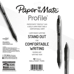 Paper Mate Profile Retractable Ballpoint Pen, Bold Point, Assorted Ink, Dozen (1788863)