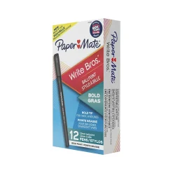 Paper Mate Write Bros. Ballpoint Pen, Bold Point, Black Ink, Dozen (2124520)