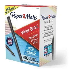 Paper Mate Write Bros. Ballpoint Pen, Medium Point, Black Ink, 60/Pack (4621401)