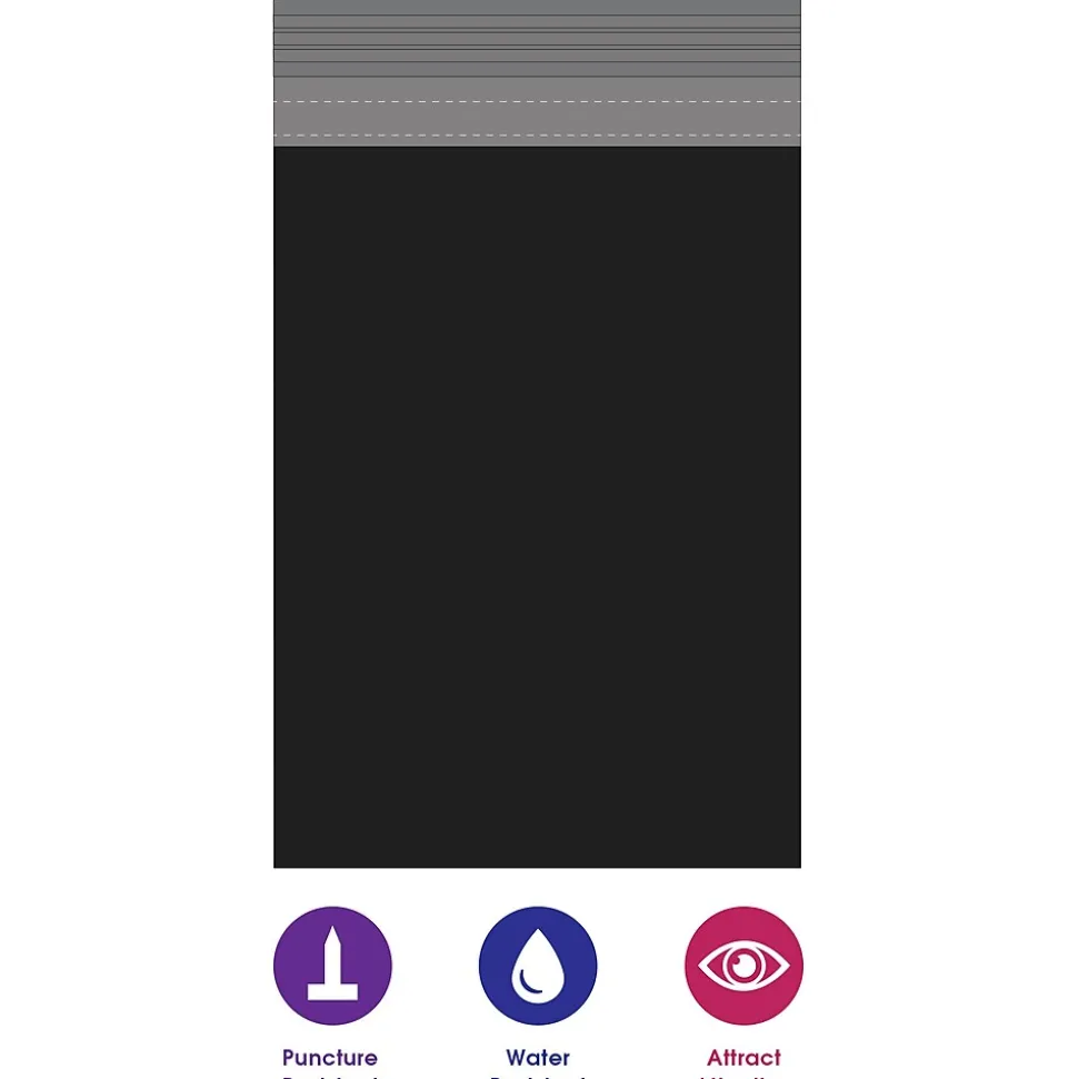 Partners Brand Colored Poly Mailers, 14.5" x 19", Black, 100/Case (CPM1419BK)