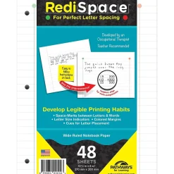 Pathways For Learning RediSpace® Wide Ruled Notebook Filler Paper, 10.5" x 8", White, 48 Sheets Per Pack, 3 Packs (RS-48FP-3)