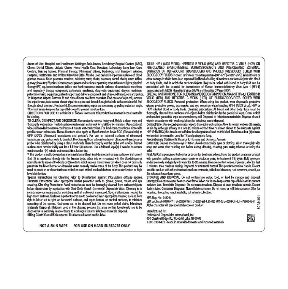 PDI Sani-Cloth Disinfecting Wipes, 160/Canister, 12 Canisters/Carton (P84172)