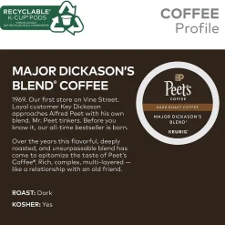 Peet's Coffee Major Dickason's Blend Coffee Keurig® K-Cup® Pods, Dark Roast, 88/Carton (65470)
