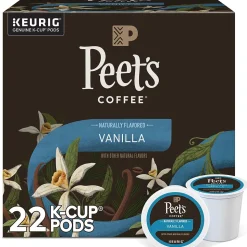 Peet's Coffee Vanilla Coffee, Keurig K-Cup Pod, Light Roast, 22/Box (5000376697)