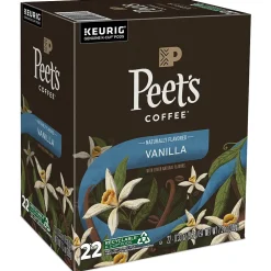 Peet's Coffee Vanilla Coffee, Keurig K-Cup Pod, Light Roast, 22/Box (5000376697)