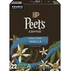 Peet's Coffee Vanilla Coffee, Keurig K-Cup Pod, Light Roast, 22/Box (5000376697)
