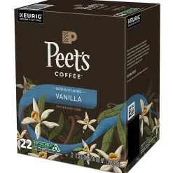 Peet's Coffee Vanilla Coffee, Keurig K-Cup Pod, Light Roast, 22/Box (5000376697)