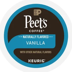 Peet's Coffee Vanilla Coffee, Keurig K-Cup Pod, Light Roast, 88/Carton (5000376697CT)