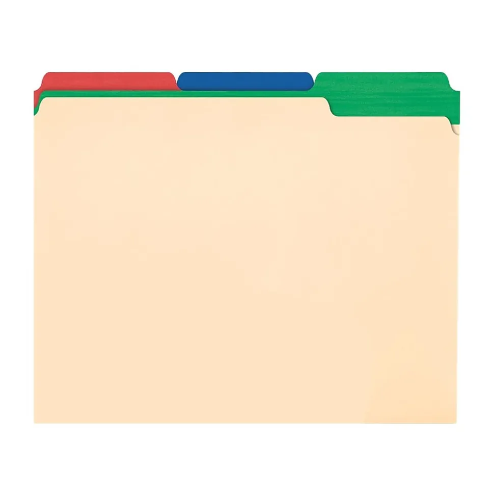 Pendaflex Color Tab File Folders, 3-Tab, Letter Size, Manila, 50/Box (84101)