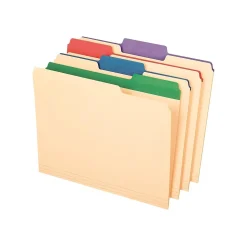 Pendaflex Color Tab File Folders, 3-Tab, Letter Size, Manila, 50/Box (84101)