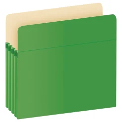 Pendaflex® Colored File Pockets, 3.5", Letter, Green (1524EGRE)
