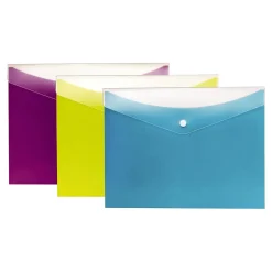 Pendaflex Dual-Pocket Snap Envelopes, Letter Size, Assorted Colors, 3/Pack (PFX 95569)