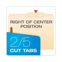 Pendaflex File Folder, 2/5-Cut Tab, Letter Size, Manila, 50/Box (24580)