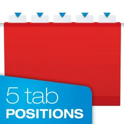 Pendaflex Ready-Tab Reinforced Hanging File Folder, 5-Tab, Letter Size, Red, 25/Box (42623)