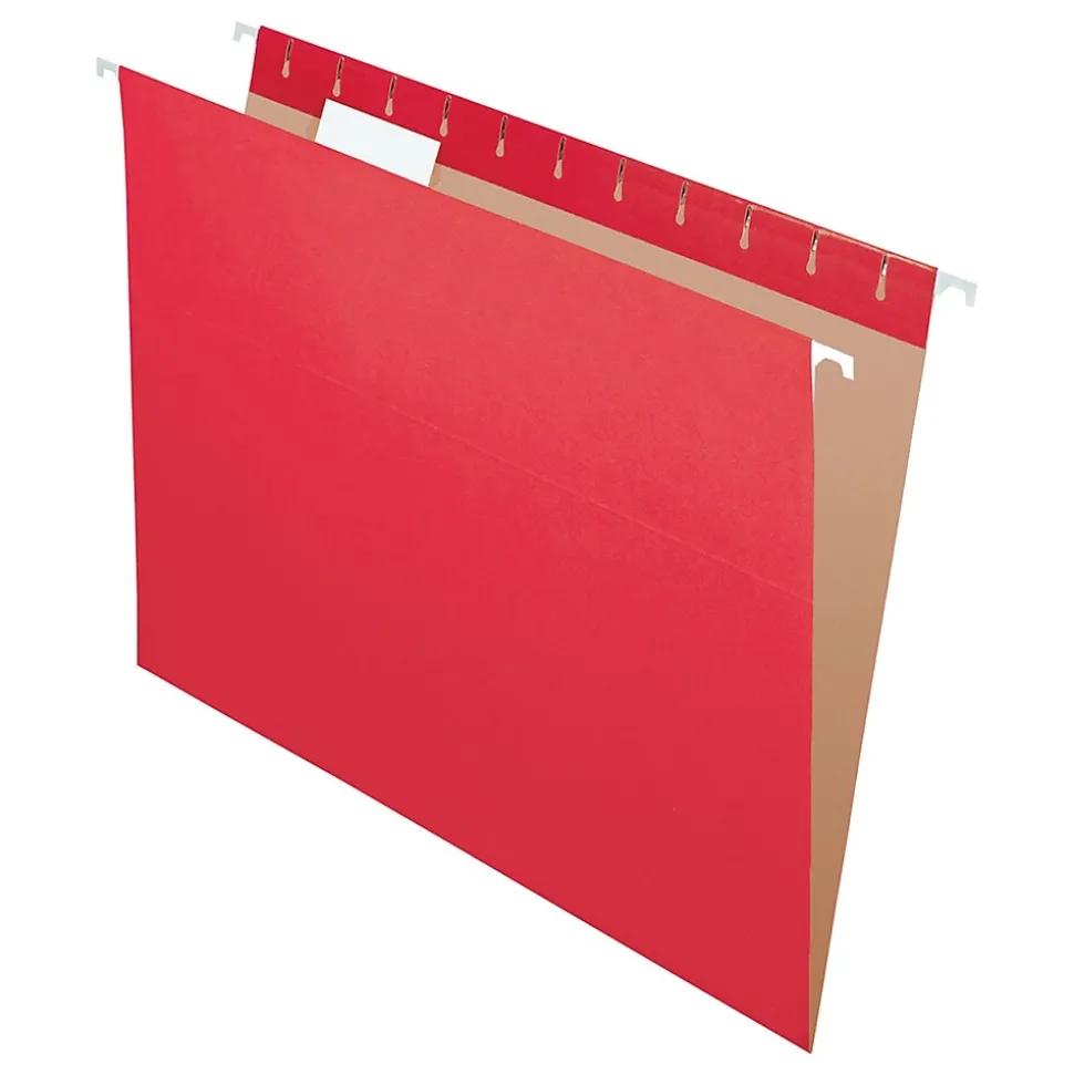 Pendaflex Recycled Colored Hanging File Folders, Red, Letter, Holds 8 1/2"H x 11"W, 25/Bx (92511)