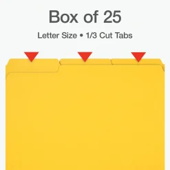 Pendaflex Recycled File Folder, 1-Tab, Letter Size, Yellow, 25/Box (1007022)