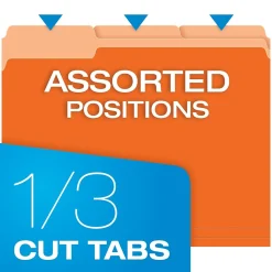 Pendaflex Recycled File Folder, 1/3-Cut Tab, Letter Size, Orange, 100/Box (42101/3ORA)